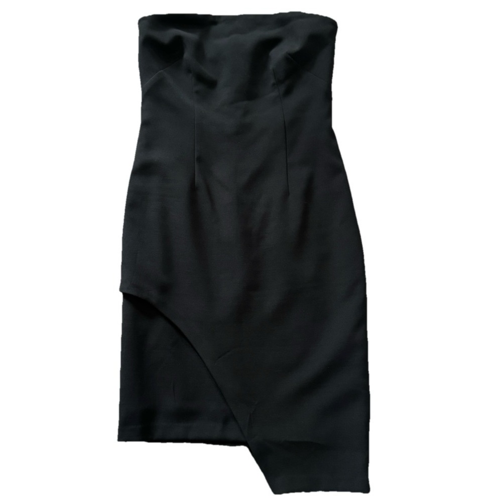 White House Black Market Strapless Black Sheath Dress 4 Asymmetrical Hem NWT - Picture 2 of 14